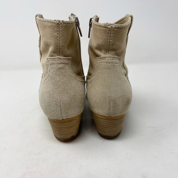 Dolce Vita Womens Size 6 Cream Suede Leather Silma Western Bootie Stacked Heel - Picture 9 of 12